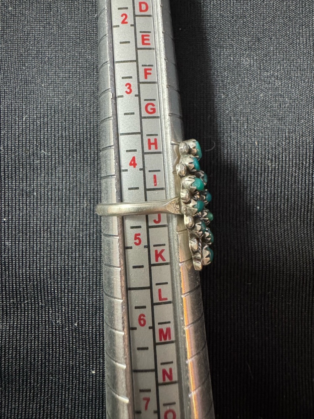 Zuni Sterling Silver Turquoise Cluster Ring Size 4.75 - Petit Point Style - Picture 6 of 9
